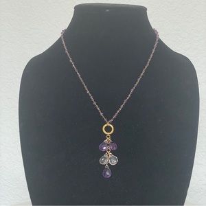AMYTHEST AND CRYSTAL PENDANT ON AMYTHEST BEAD NECKLACE